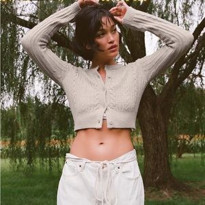 Urban outfitters max cable knit cropped cardigan